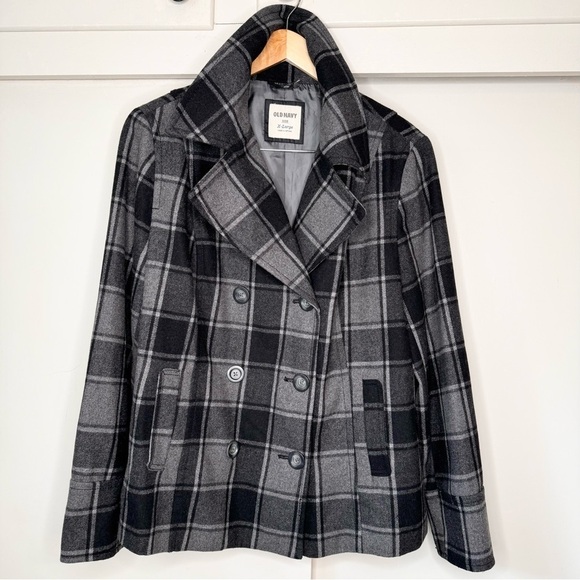 OLD NAVY SUPER THICK CLASSIC, PLAID, NAVY PEACOAT, JACKET, COAT SZ XL - Picture 1 of 4